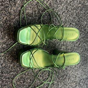 Gianni Bini Green Strappy Square-Toe Sandals